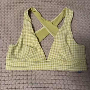 Aerie Green Gingham Crossback Bikini Top